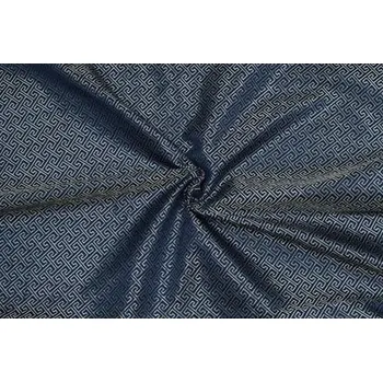 Brokát geometrický, stříbrno-modrý, sartor.cz