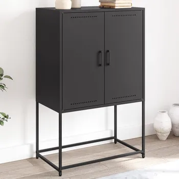 vidaXL Skříň highboard černá 68,5 x 38,5 x 107 cm ocel