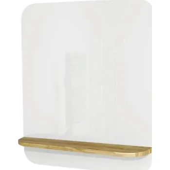 Koupelnový nábytek Zrcadlo do koupelny Devo Gloria 2.0 s dřevěnou poličkou 70 x 86 cm bílá matná GL2-LUPL70-1-F83D01