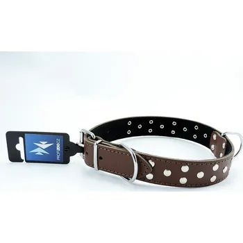 Obojek pro psa PROFIZOO Obojek STELLA, podšitý filcem, zdobený nýty (30mm x 60cm) hnědá