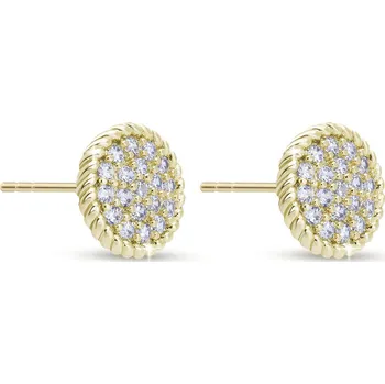 Náušnice biju Pozlacené náušnice 14k, pecky kruh se zirkony 1003255