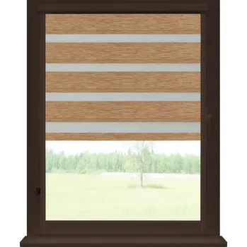 Roleta Dekodum Roleta den a noc v hnědé kazetě zatemňovací, barva látky Jantarová Šířka (cm): 101, Výška (cm): Standardní (do 150 cm), Strana mechanismu: Levá