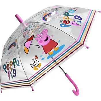 Deštník Deštník dětský prasátko Peppa Pig manuální otevírání 60x65cm transparentní