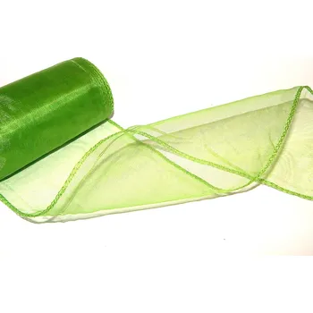 Svatební dekorace Lesklá organza, barva ZELENÁ, 12cmx10m, 1 kus