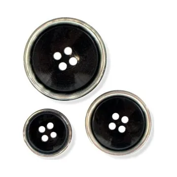 Knoflík Knoflík PÁNSKÝ ČERNOSTŘÍBRNÝ 8279/24 - Černá, 15 mm