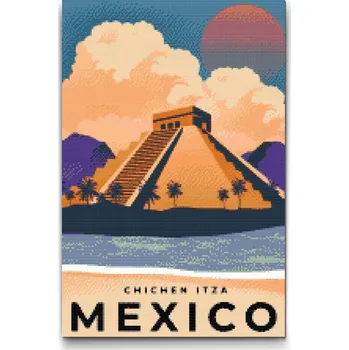 Diamantové malování Diamantové malování - Chichén Itzá, Mexico Velikost: 40x60cm, Rámování: Pouze srolované plátno, Diamanty: Kulaté