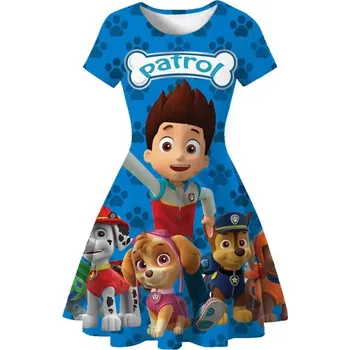 Dívčí šaty Dívčí šaty Tlapková Patrola s celopotiskem Barva: modrá - Ryder a kamarádi nápis Patrol, Velikost: 120