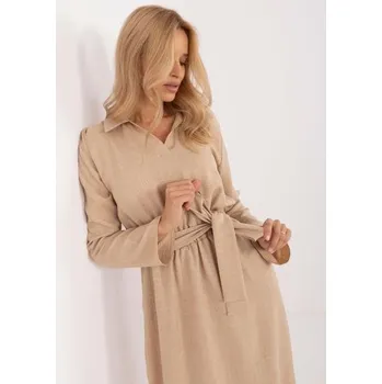 Dámské šaty Dámské šaty s 3/4 rukávy béžové
