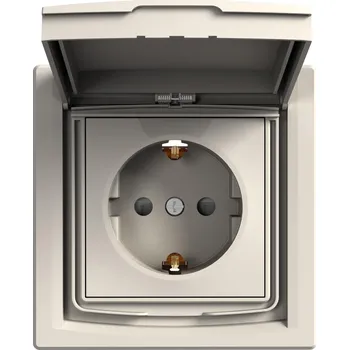 Elektrická zásuvka Schneider Electric EPH3100323 Asfora - Zásuvka SCHUKO 250V 16A, clonky, IP44, krémová