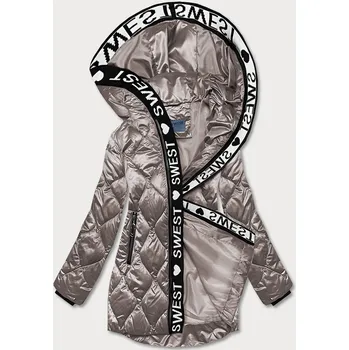 Béžová dámská bunda s ozdobnou lemovkou (B8113-12) odstíny béžové XXL (44)