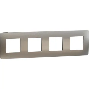 vypínač a zásuvka Schneider Electric NU280856M Unica Studio Metal - Krycí rámeček čtyřnásobný, White Aluminium/Černý