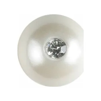 Knoflík Knoflík perlička s kamínkem bílá 10 mm 300059 - Bílá, 10 mm