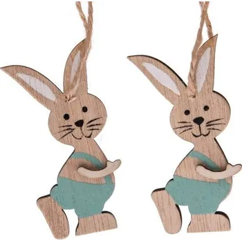 Výtvarná sada Dřevěný závěsný zajíc - sada 2 ks,
