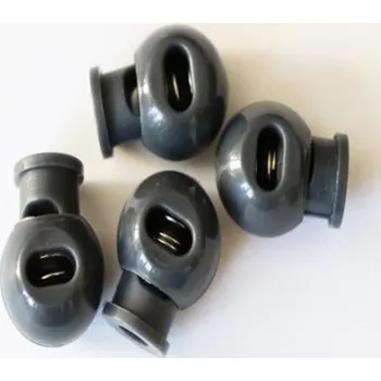 Knoflík Brzdička plastová 3047 tm.šedá na kul. šňůrku - Tm.šedá, 10x20mm