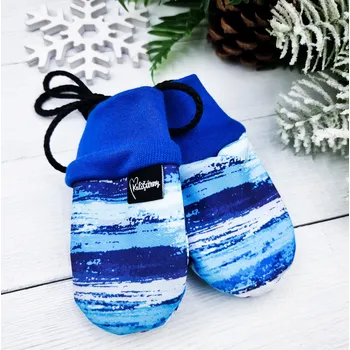 Rukavice Kulišárny Bezpalcové zateplené SOFTSHELLOVÉ rukavice BLUE BARS Věk v měsících: 6-12 měsíců