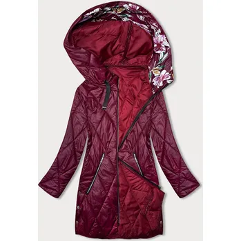 Dámská bunda ve vínové bordó barvě s ozdobnou kapucí (B8227-74) odstíny červené 48