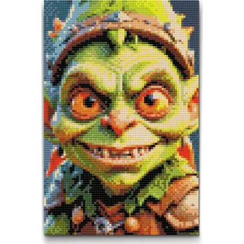 Diamantové malování Diamantové malování - Zelený skřet Velikost: 20x30cm, Rámování: Pouze srolované plátno, Diamanty: Kulaté