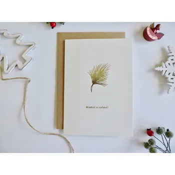 Be Nice EKO Přání vánoční V jehličí - světlé se zlatoražbou