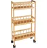 regál Bambusový regál na kolečkách úzký 74 x 36 x 15 cm béžový