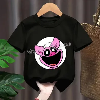 Dětské tričko s potiskem Smiling Critters (černé) Barva: růžový potisk, Velikost: 150