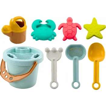 Hračka na písek Pastelová sada na písek s kyblíkem, lopatkou, hráběmi, sítkem a formičkami