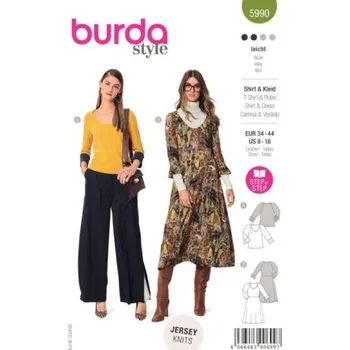 Volný čas Střih na dámské šaty a halenku Burda 5990 -