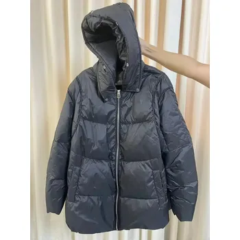 Dámská parka Luxusní péřová bunda s přírodní kožešinou liška Velikost: L, Barva (Varianta): No fur only Black