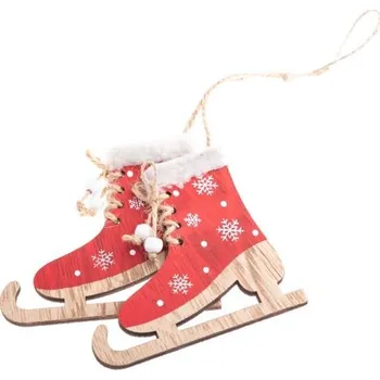 Party dekorace Dřevěné závěsné brusle - červené