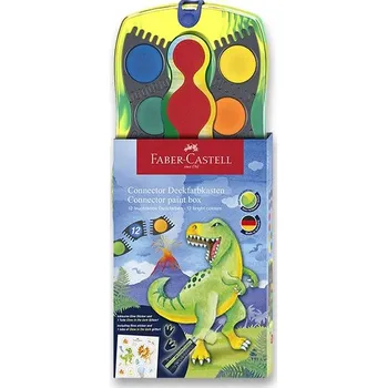 Vodová barva Vodové barvy Faber-Castell Connector Dinosaurus 12 barev, průměr 30 mm