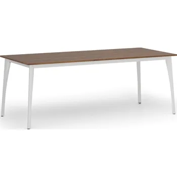 Psací stůl B2B Partner Jednací kancelářský stůl PRIMO OMEGA, 200x90 cm, bílá podnož, ořech