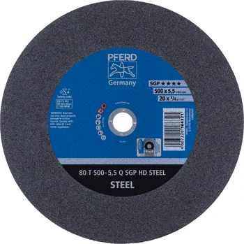 Brusný kotouč Pferd 66325040 | Řezný kotouč 500 x 5,5 x 40,0 mm, SGP HD STEEL, tvrdosť Q, 80 m/s