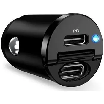 Adaptér do auta Puro Mini 2x USB-C, PD, 30 W - černá