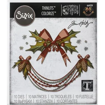 Výtvarná sada SIZZIX Thinlits vyřezávací kovové šablony - vánoční girlanda 10 ks