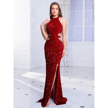 Dámské šaty Best Fashion Sexy šaty s obojkem a bočními rozparky červená XL