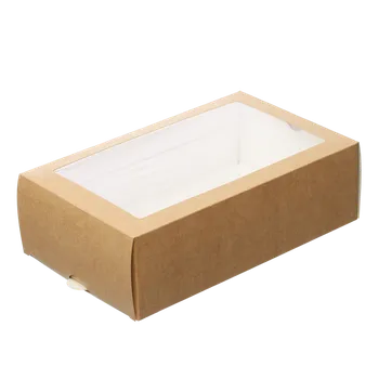 Jednorázové nádobí EcoPack Papírová krabička EKO na makronky 180x110x55 mm hnědá s okénkem ideal pack® bal/50 ks Balení: 250