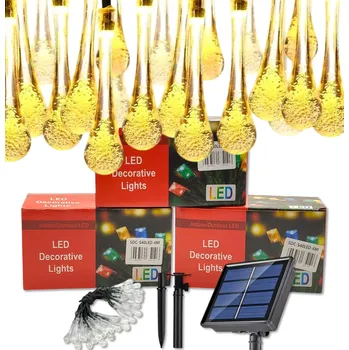 Venkovní osvětlení VÝPRODEJ - Sada 3ks LED solární zahradní girlanda - 6cm rampouchy, 6m 40 LED teplá bílá