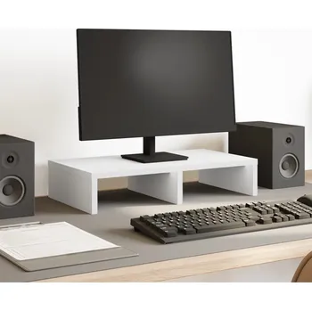 Držák monitoru vidaXL Stojan na monitor bílý 50 x 27 x 10 cm kompozitní dřevo