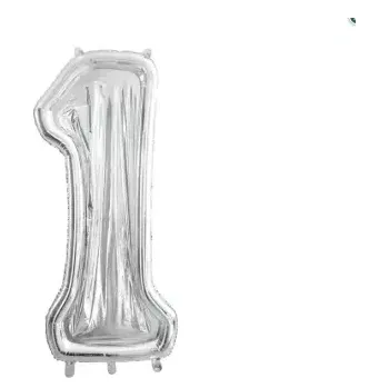 Balónek Forma číslo „1“ na latexové balóny, 126 cm, stříbrná