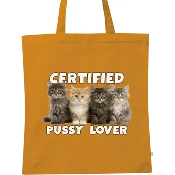 Pánské oblečení BIO plátěná taška s potiskem Pussy lover