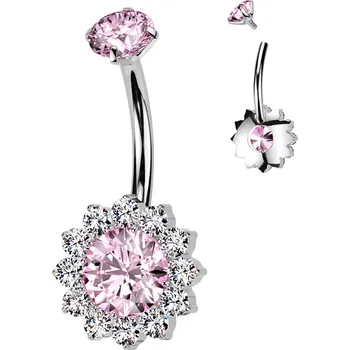 Piercing Šperky4U Piercing do pupíku - TITAN, barva: růžová - TIT1351-P