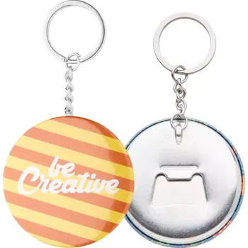 Otvírák KeyBadge Bottle přívěšek na klíče s plackou - stříbrná / bílá - AP718219