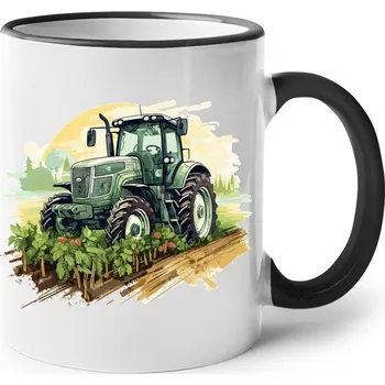 Keramický hrnek Traktor, Barva Černá, Velikost 330 ml, Canvas Keramický hrnek s barevným uchem Bezvatriko.cz 2738