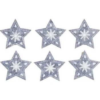 Vánoční dekorace Filcové hvězdy na kolíčku šedé 5 cm, 6 ks