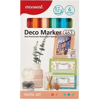 Monami deco marker "pastel set", sada 6ks, hrot 0.7mm
