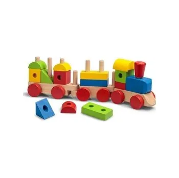 Stavebnice Geomag Pociąg drewniany z klockami i dźwiękiem