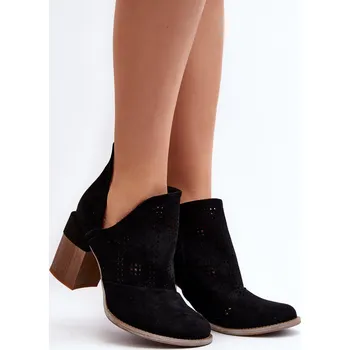 Dámské kozačky Dámské kozačky s výšivkou na podpatku Niartima Barva: Černá, Velikost: 38