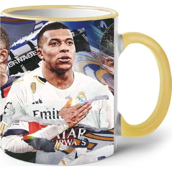 Keramický hrnek Mbappé, Barva Žlutá, Velikost 330 ml, Canvas Keramický hrnek s barevným uchem Bezvatriko.cz 2721