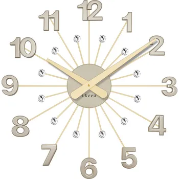 LAVVU Stříbrno-zlaté hodiny s kameny Nuance vyrobené v Čechách ⌀49cm