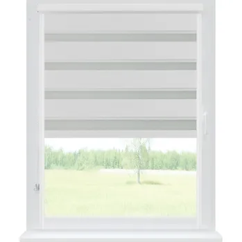 Roleta Dekodum Roleta den a noc v bílé kazetě zatemňovací, barva látky Platinová Šířka (cm): 100, Výška (cm): Standardní (do 150 cm), Strana mechanismu: Práva