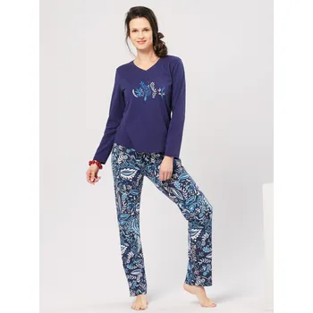 Pánské pyžamo Pyžamo Key LNS 793 B24 long/r S-XL dámské tmavě modrá S